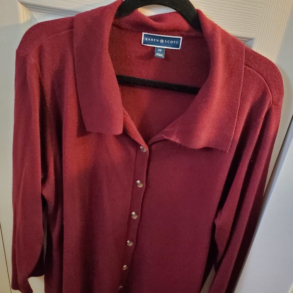 Red Cardigan Plus Size 2X